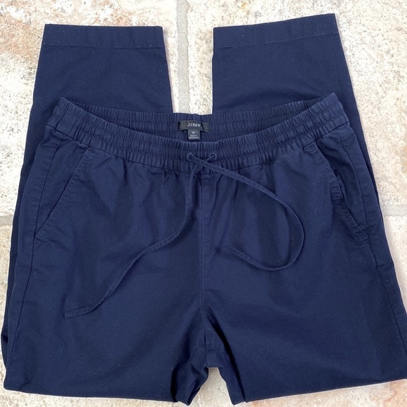 J. Crew jogger pant Womens M Crisp cotton Pull on Navy preppy Beach Nautical - Picture 1 of 11